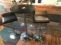 3 Pc Table/Chair Set Black/Chrome Nice Set