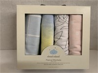 (24x bid)Cloud Island 4pk Flannel Baby Blankets