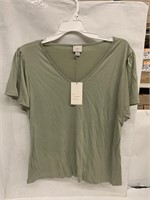 (15x bid)A New Day Olive Green V-Neck Shirt-Medium