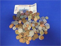 Lot Of Paper Note, Coins, Tokens