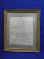 1879 Town Of Lindsay Framed Map 24.25" X 28.25"