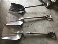 3 Grain Shovels - 2 Aluminum and one Steel