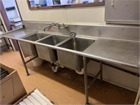 Commercial Stainless Steel 3 Sink Wash Station