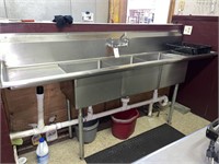 Commercial Stainless Steel 3 Sink Wash Station