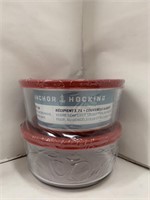 (2xbid)Anchor Hocking 2pk 7 Cup Container W Lid