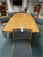 Mint Solid Oak Conference Table, 6 Chairs