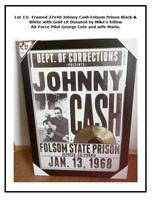 Framed 27" x 40" Johnny Cash Folsom Prison Black &