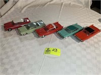 GROUP OF 5 PLASTIC MODEL CARS, DESOTO, 1958 DODGE