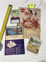 GROUP OF MISC CALENDARS INCLUDING COCA COLA 1967,