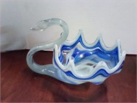 Glass swan bowl