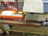 Gun cleaning kit, fishing pole, birdhouse
