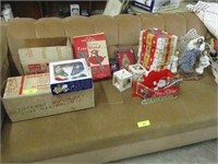 Christmas items on couch
