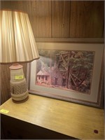 Lamp and framed puzzle