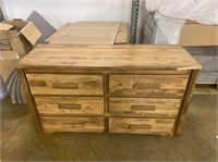 Lightly Damaged 6 Drawer Oak Finish Dresser