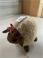 STUFFED VINTAGE SHEEP WITH WOOL COAT