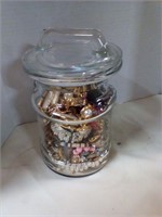 Jar of assorted costume jewelry