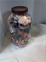 Jar of assorted jewelry