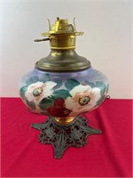 ANTIQUE HAND PAINTED LAMP / CONVERTED TO ELECTRIC