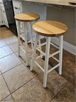 PAIR OF WHITE PAINTED COUNTER STOOLS