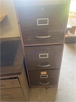 3 drawer metal cabinet & contents