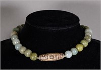 Chinese Jadeite Beads with Tianzhu Bead Necklace