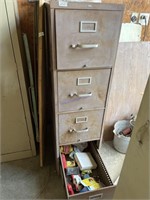 4 drawer metal cabinet & contents