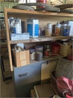 Large rolling cabinet & contents