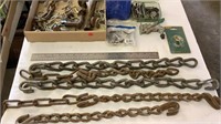 Assorted chains, hardware, pins, and bolts