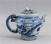 Chinese Blue and White Porcelain Dragon Wine Pot