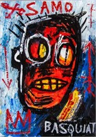 American Oil on Postcard Signed Basquiat