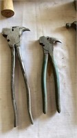 Fencing pliers, hammers and vintage hammer