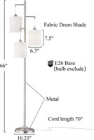 WOXXX Industrial Floor Lamp with White Fabric Shad
