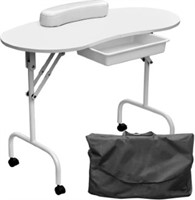 GreenLife Portable White Manicure Table