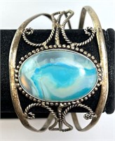 Sterling Large Agate Cuff Bracelet (Gorgeous) 34 G