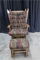 AMISH MADE OAK CHAIR AND OTTOMAN