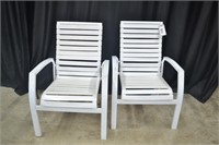 PAIR OF WHITE OUTDOOR CHAIRS