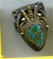 Sterling Ring S8 Turquoise Hand Designed