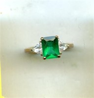 18k GP Emerald CZ Ring S5