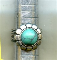 Sterling Ring S6 Sunflower Turquoise Navajo