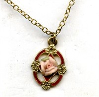 Carved Rose Gold Tone Necklace 18"