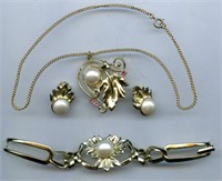 Earrings Bracelet 7" & Necklace 16" Set