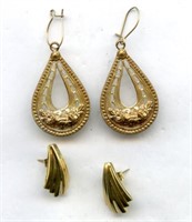 (2) Two Gold Tone Earrings, 1 Gold Filld