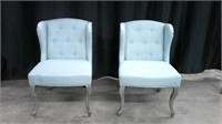 PAIR OF FRENCH STYLE WINGBACK ACCENT CHAIRS