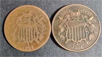 1864 & 1871 AMERICAN TWO CENT SHIELD COINS
