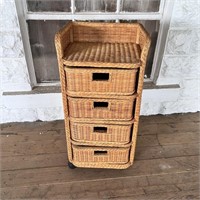 Wicker Cart with Drawers