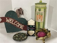 Welcome Sign, Match Holder, Canister etc.