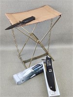 Folding Camp Seat & Fixed Blade Knives