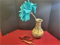 Vase - measures 1Ft T x 10in W, comes with blue