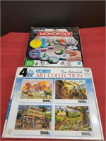 4 puzzles opened, Monopoly Game - opened and