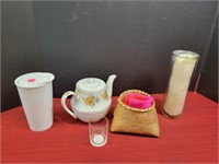 Candle, Tea Kettle, candle holder and more